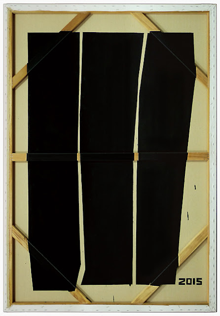 物的理│用黑色底膠塗抹1張半麻畫布背面a