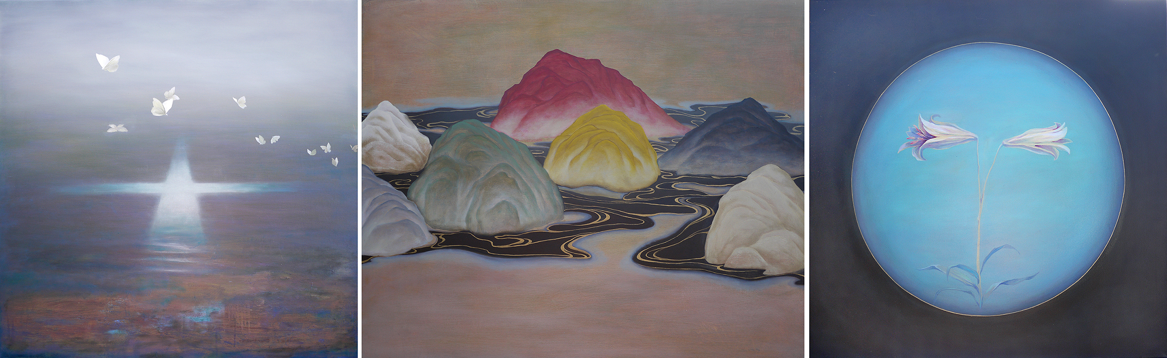 HPC-2.彼岸島的定向漂流_2015_油畫，壓克力顏料，木板_左80x80cm-中80x100cm-右80x80cm-許旆誠