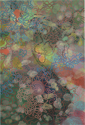 一大份散在空間裡的肉醬麵