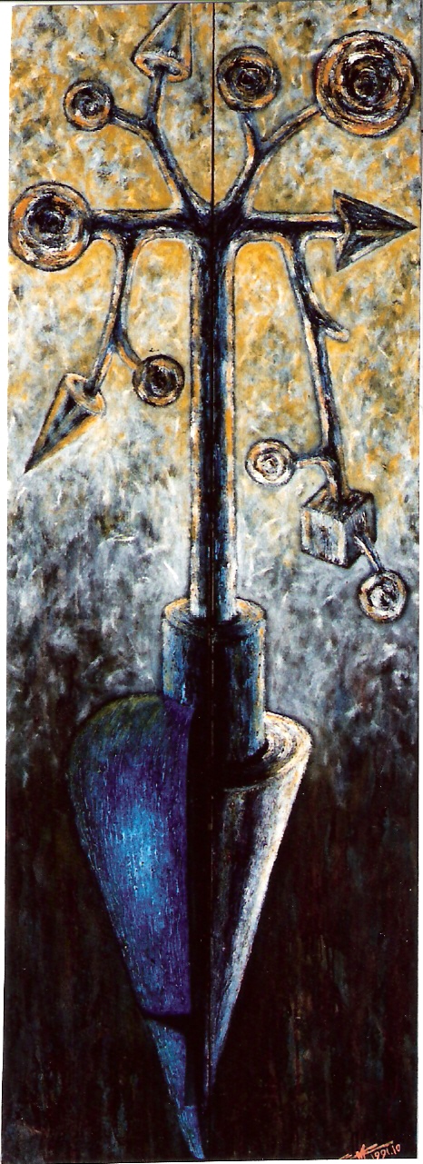 YJM-TW-楊仁明-新植物人-1991-油彩-170x60cm