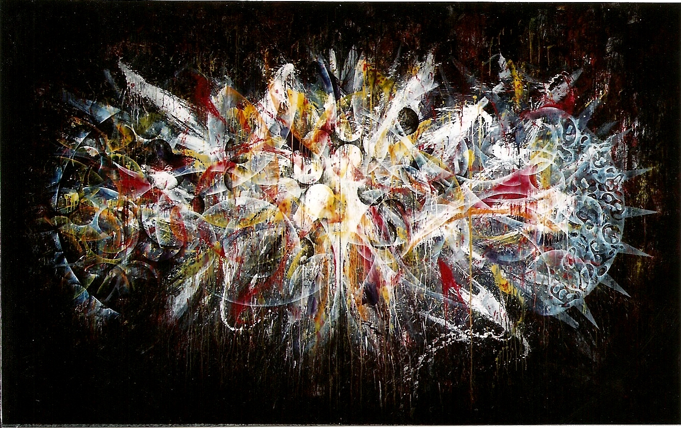 YJM-TW-楊仁明-不安定的聯結-發生中-2002-壓克力．油彩-364x227cm