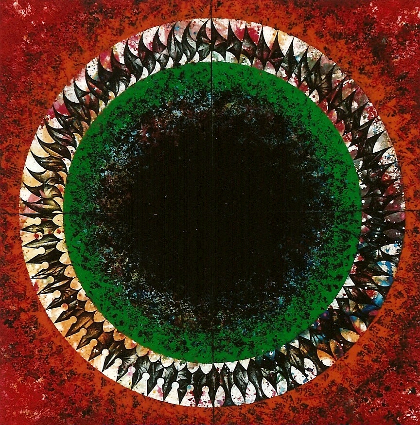 YJM-TW-楊仁明-大光環-凝視中的光環-1996-炭精筆．油彩-200x200cm