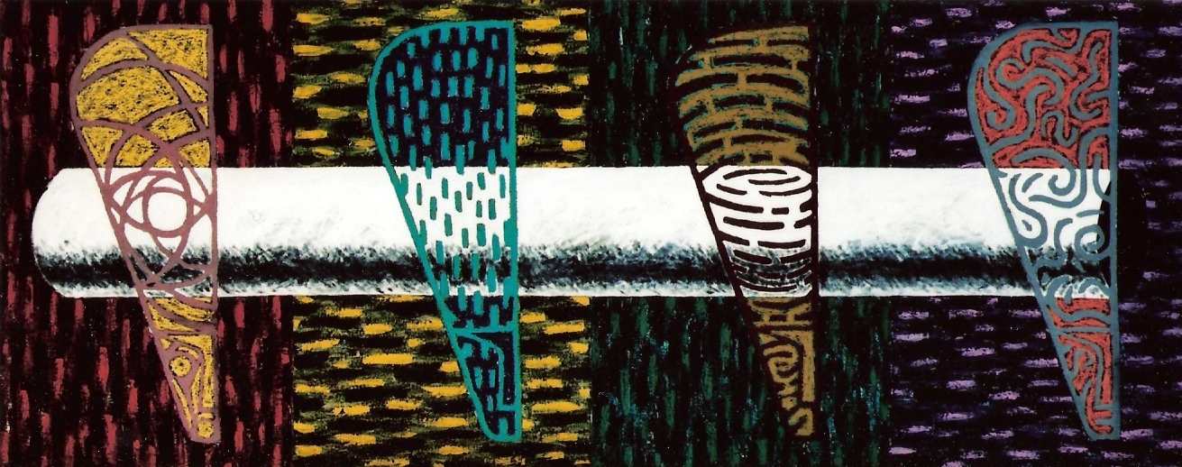 YJM-TW-楊仁明-摸象的知識份子上幅-1994-油彩-200x80cm