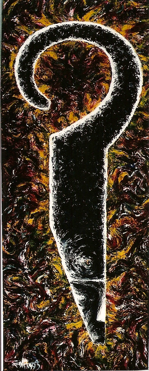YJM-TW-楊仁明-知識份子-大問號-1993-油彩-200x80cm