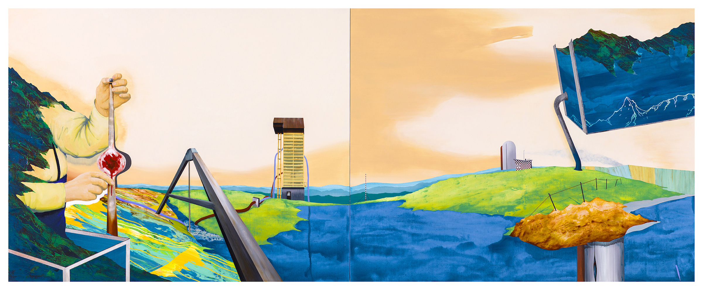 12.周代焌_寂靜之外004－在地實驗室_2013_壓克力、畫布_130×324cm