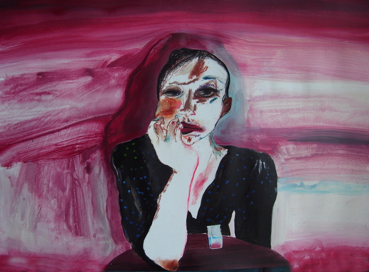 18-紅色肖像5-粉彩壓克力紙本50x70cm2011