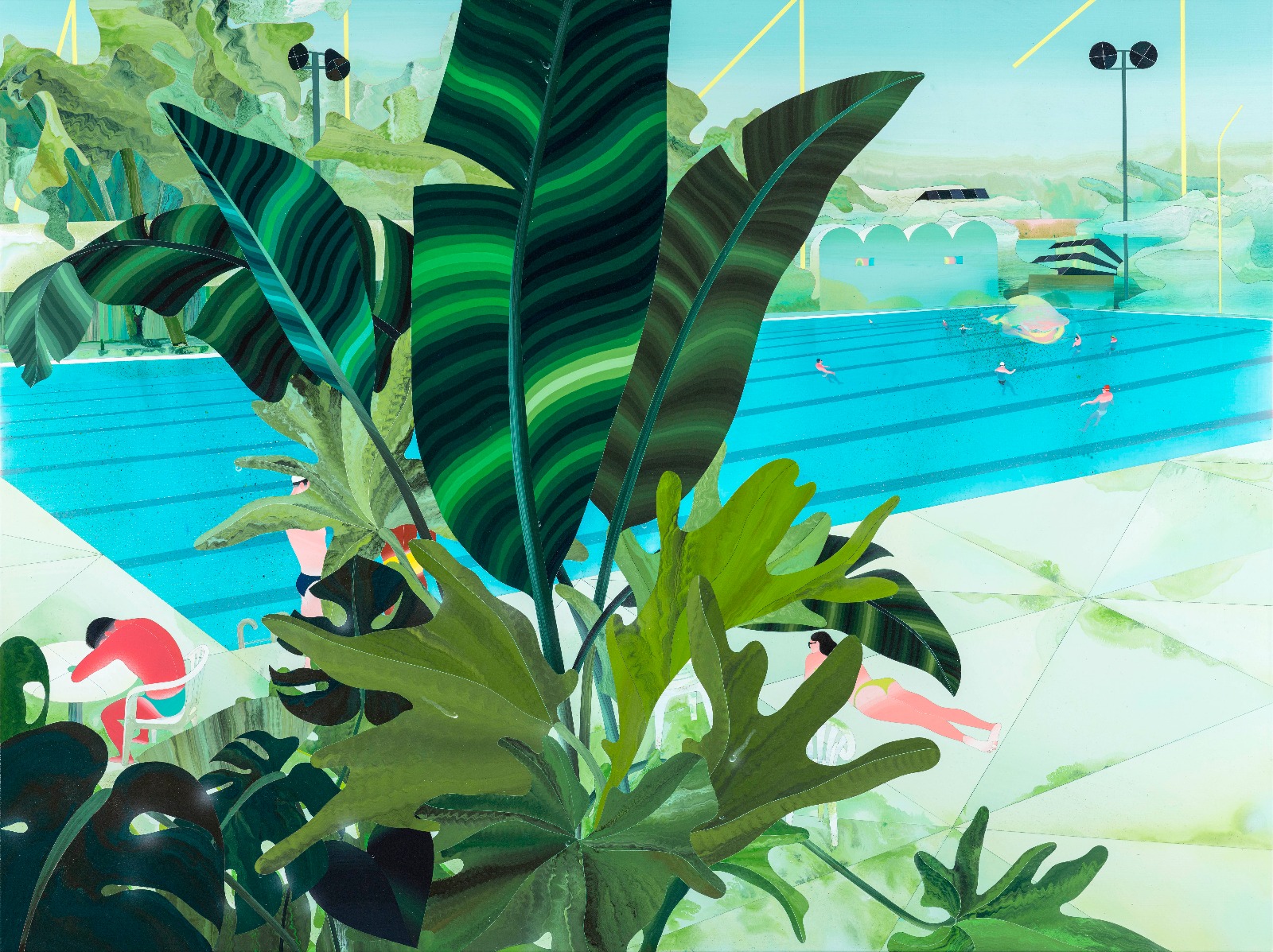 范揚宗-FAN-Yang-Tsung_葉縫中的泳池-Glimpse-of-the-Pool-Between-the-Leaves_120x160cm_壓克力畫布Acrylic-on-Canvas_2016_resized