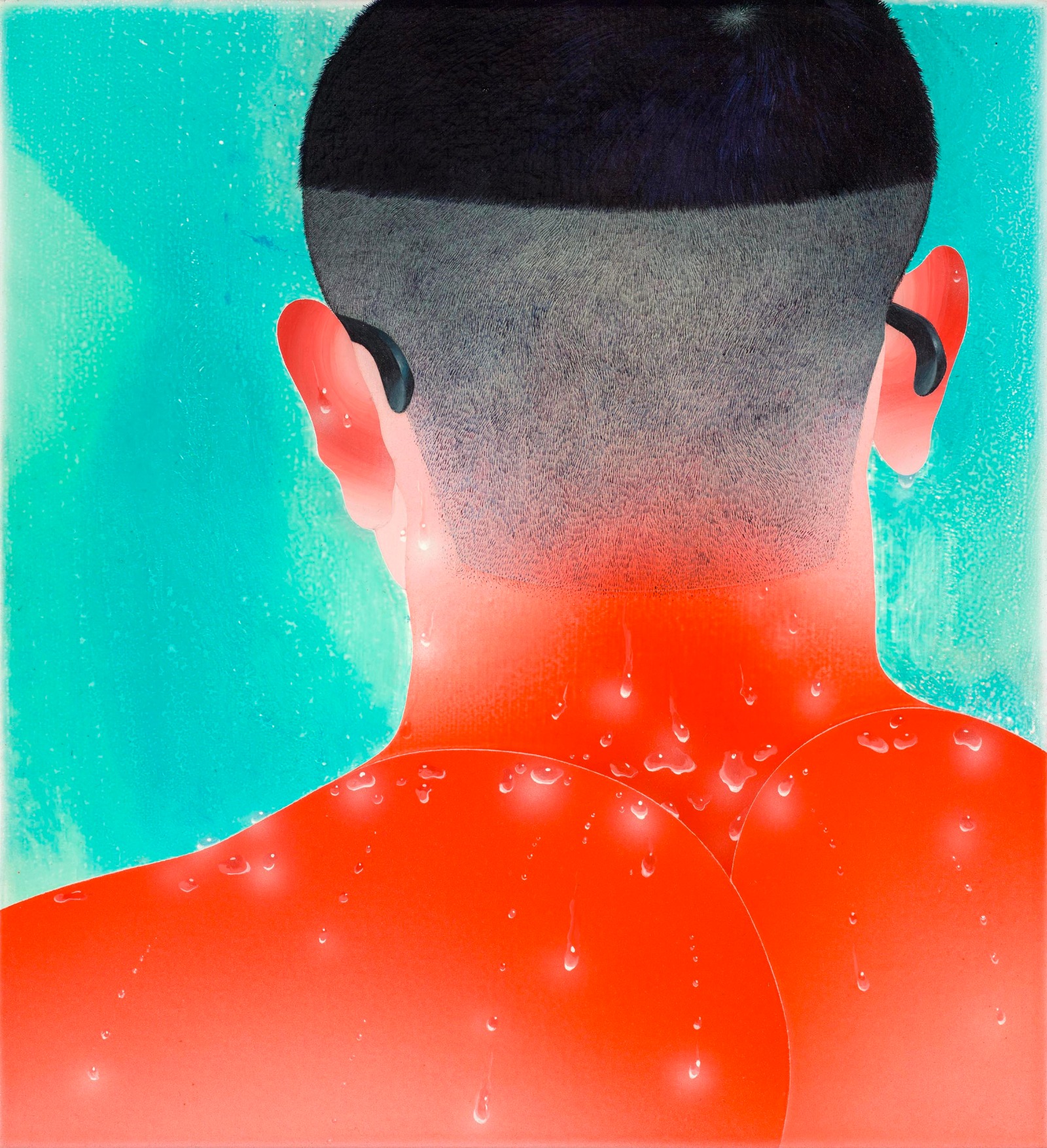 范揚宗-FAN-Yang-Tsung_鍋蓋頭Swimming-Pool-Series–Bowl-cut_35x38cm_壓克力、畫布_Acrylic-on-canvas_2016_resized