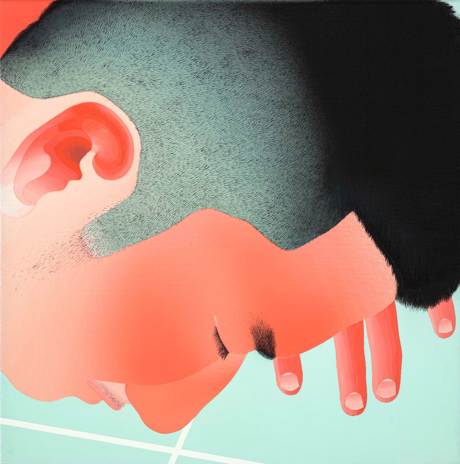 范揚宗-FAN-Yang-Tsung_泳池系列-憩-Swimming-pool-seires-Resting_30x30cm_壓克力、畫布Acrylic-on-Canvas_2015_resized