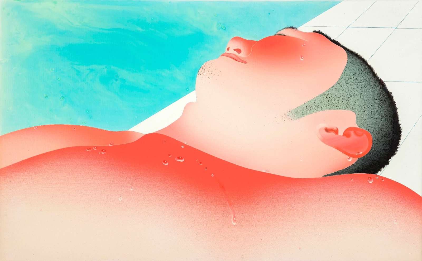 范揚宗-FAN-Yang-Tsung_泳池系列-憩2-Swimming-pool-seires-Resting-2_35x58cm_壓克力、畫布Acrylic-on-Canvas_2015_resized