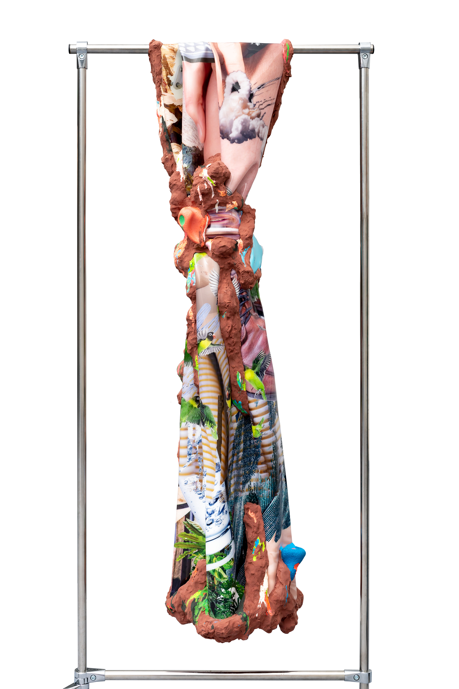 皮膚、鸚鵡與爆炸｜155×49×32-cm｜2019｜壓克力、數位直噴、輕質土、泡綿-拷貝