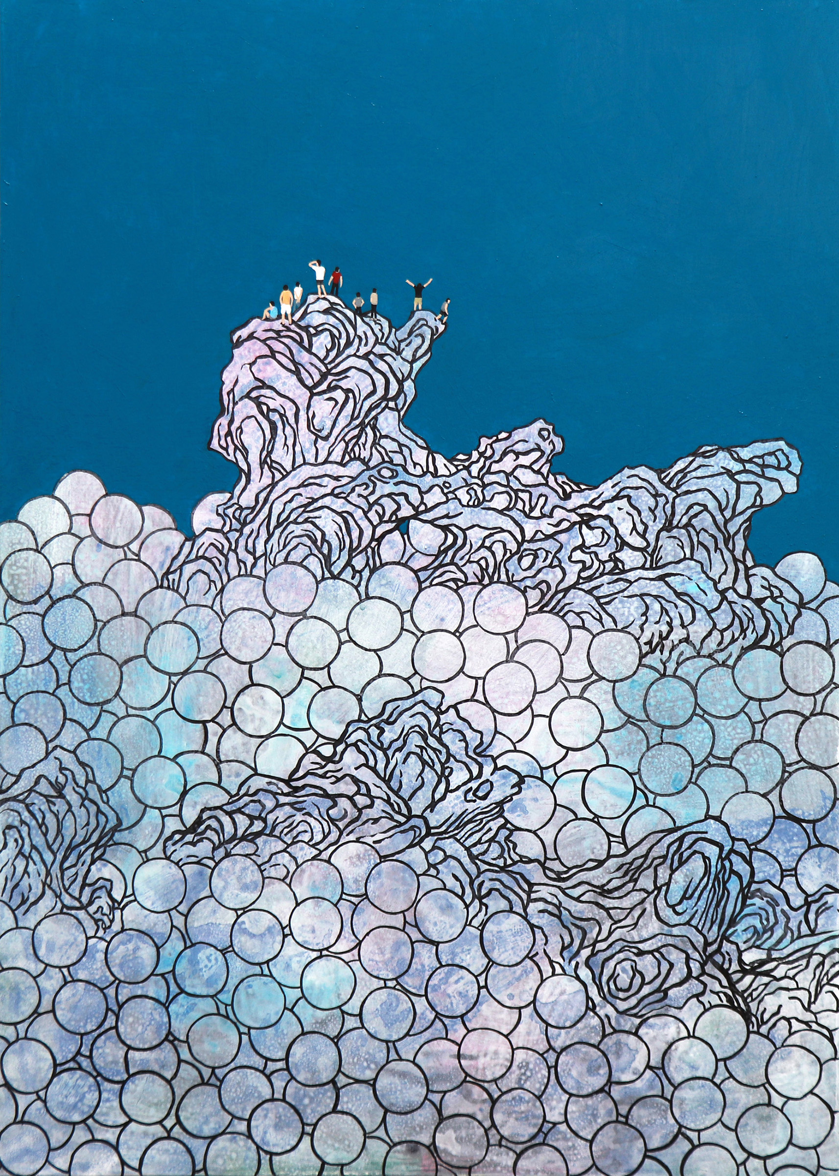 看月亮的人們2018壓克力顏料、墨91×65cm-1