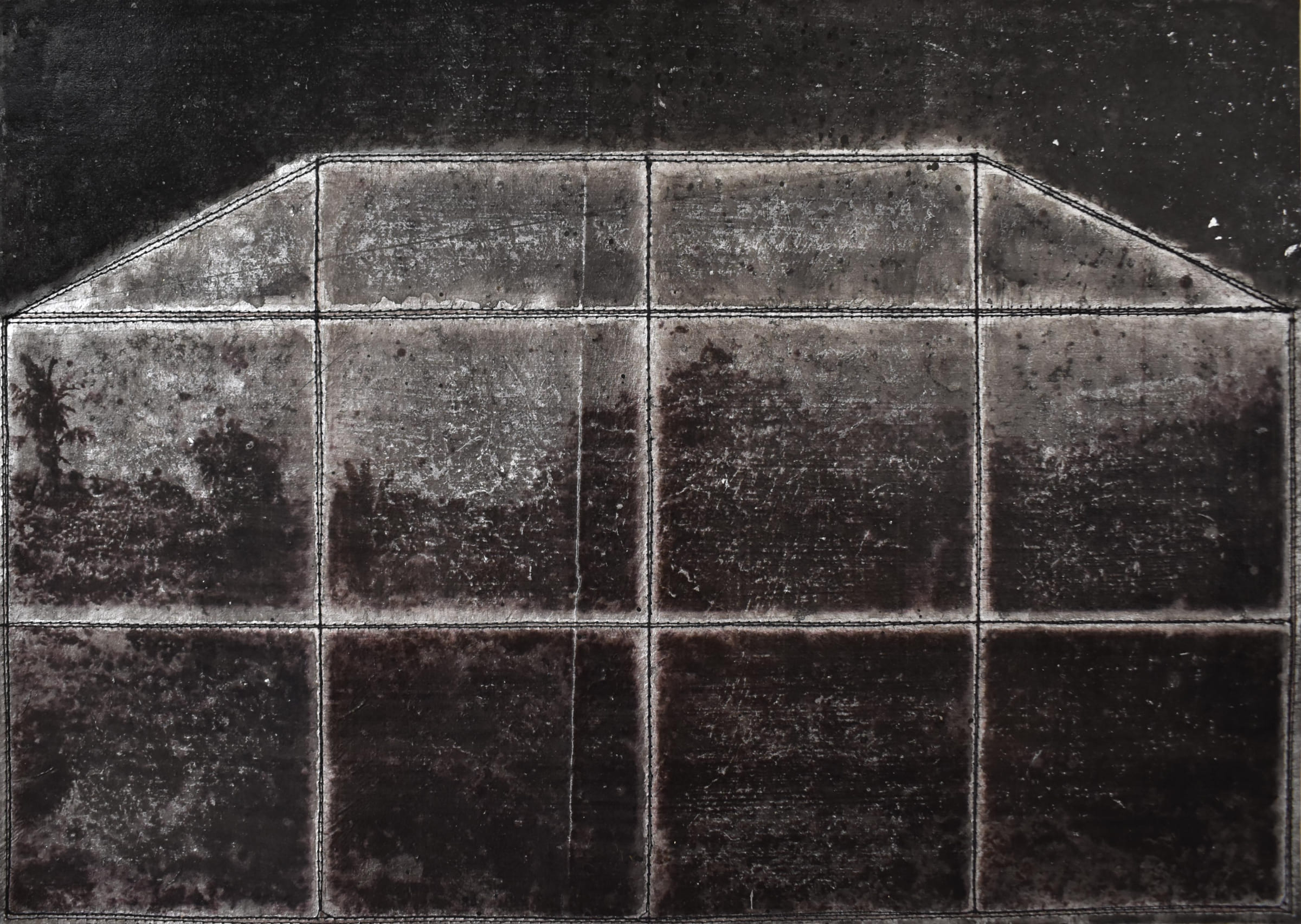 侵蝕的記憶-家11-Rusty-Memory-Home11-42X30cm-紙本、墨水、鋁箔、線-2016