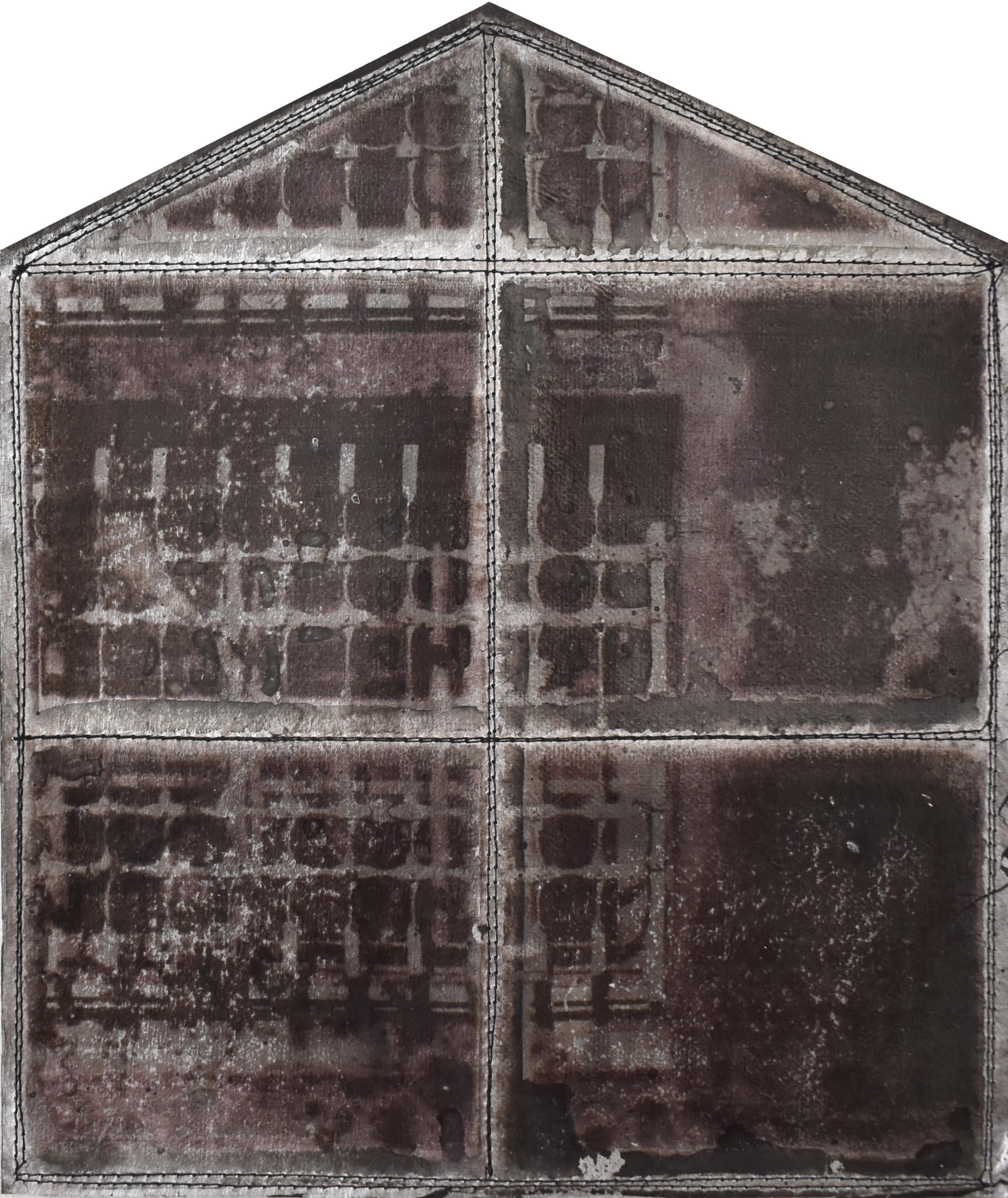 侵蝕的記憶-家13-Rusty-Memory-Home13-21X25cm-紙本、墨水、鋁箔、線-2016