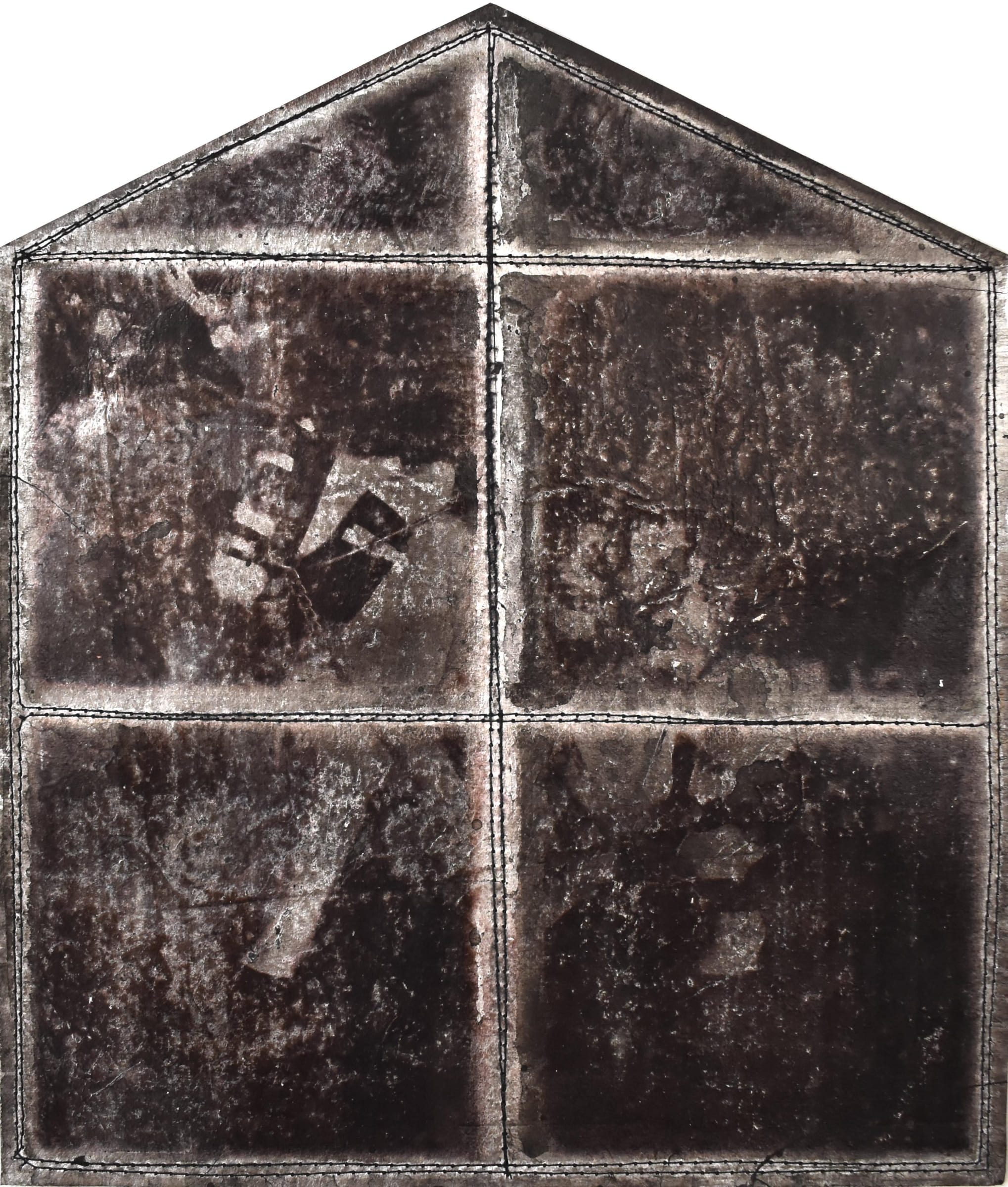 侵蝕的記憶-家14-Rusty-Memory-Home14-21X25cm-紙本、墨水、鋁箔、線-2016