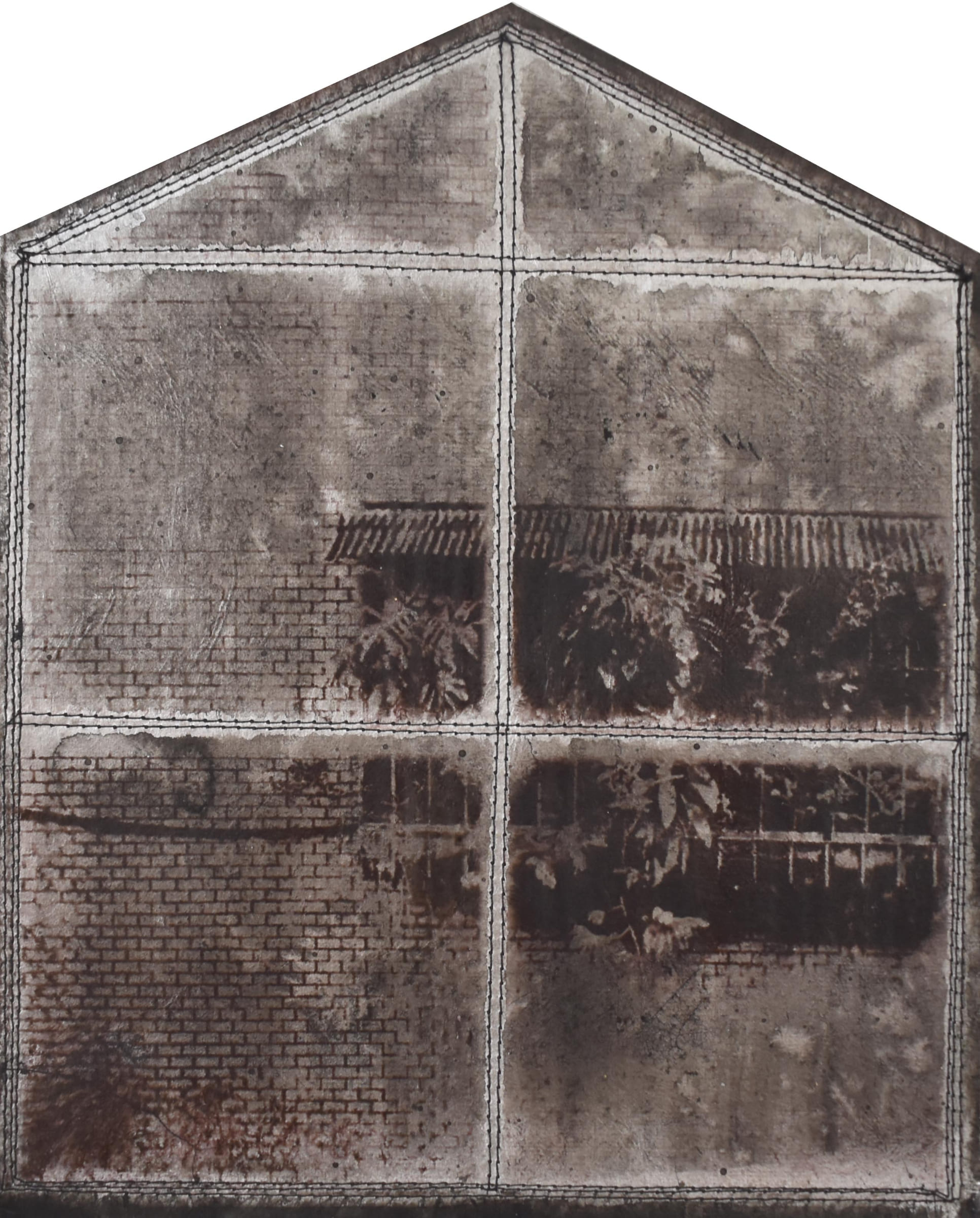 侵蝕的記憶-家15-Rusty-Memory-Home15-21X25cm-紙本、墨水、鋁箔、線-2016