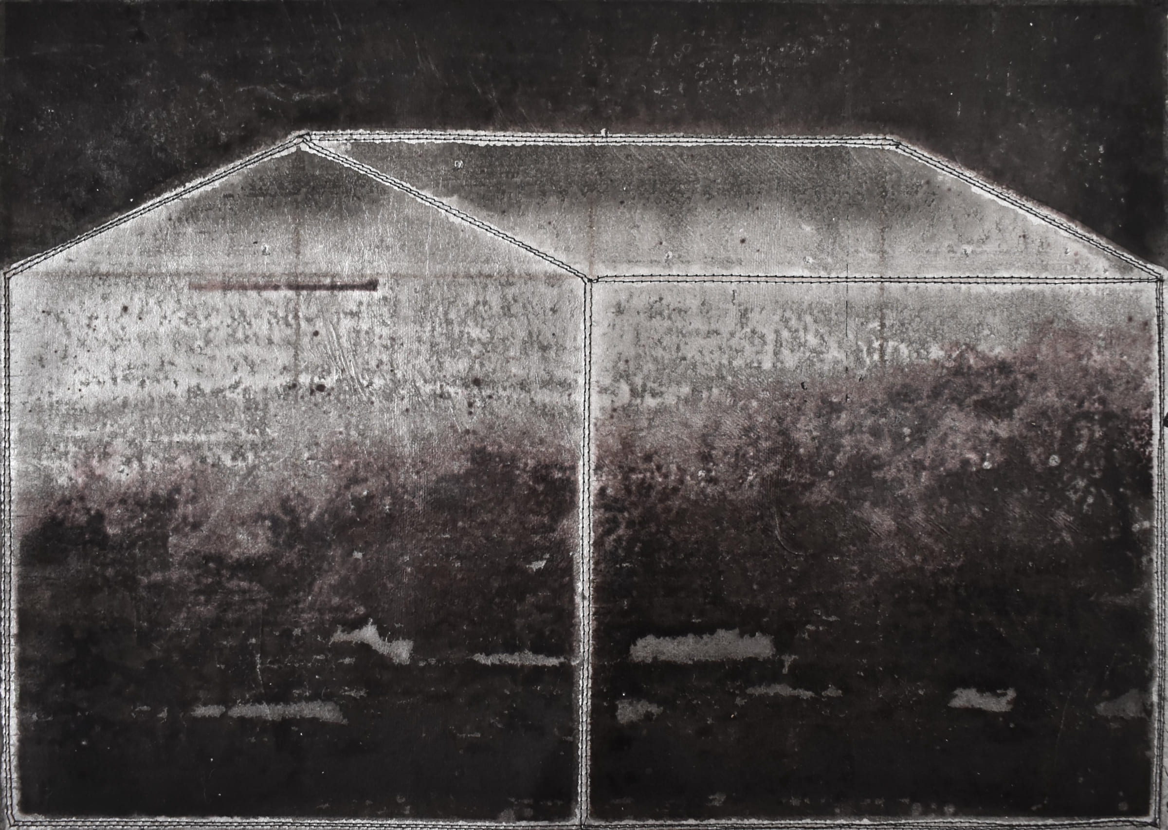 侵蝕的記憶-家7-Rusty-Memory-Home7-42X30cm-紙本、墨水、鋁箔、線-2016