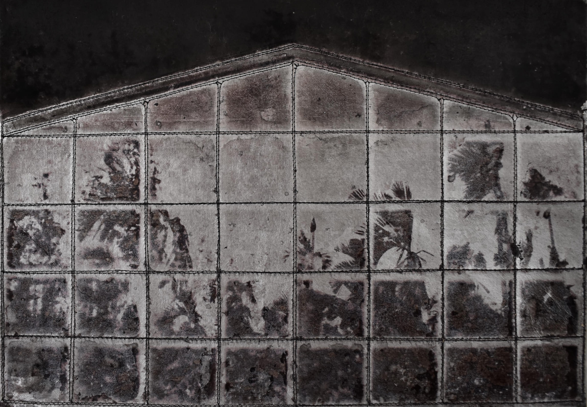 侵蝕的記憶-家8-Rusty-Memory-Home8-42X30cm-紙本、墨水、鋁箔、線-2016