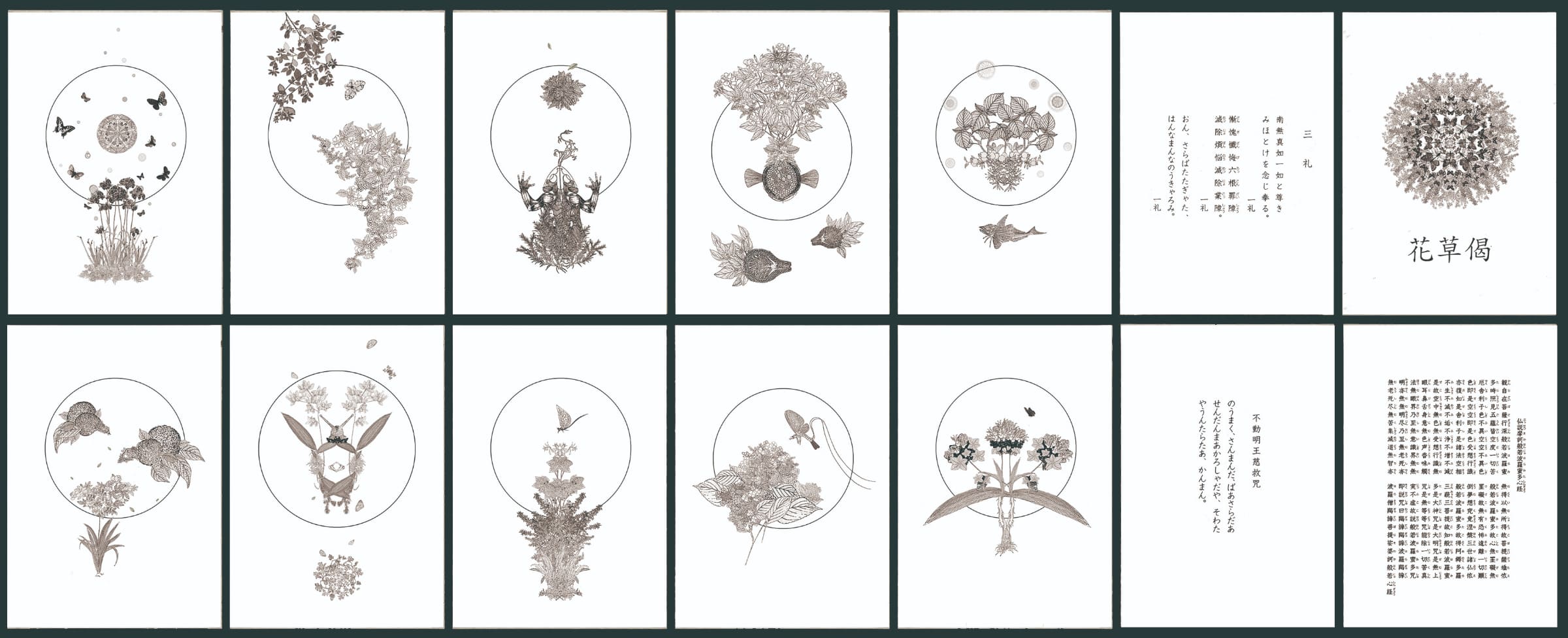 花草偈-The-Flower-Sutras-14.5×10.5-cm-14件數位轉印、墨水、紙本、素描-2015