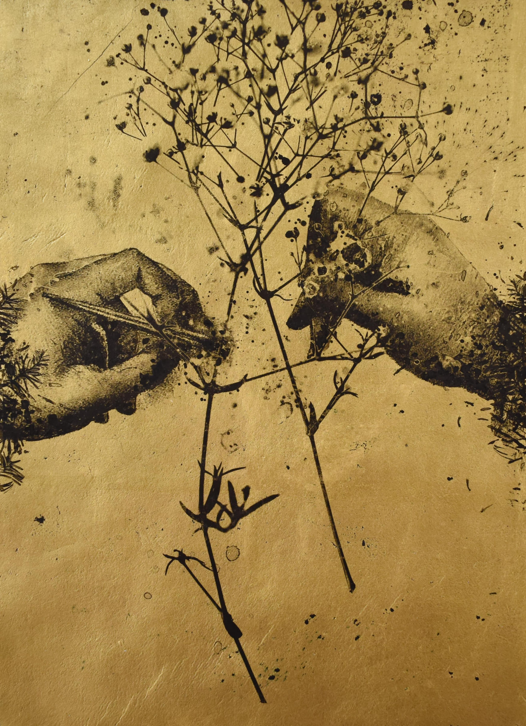 屋頂上的植物學家59-Botanist-on-the-roof59-21X29.5cm-紙本、墨水、金箔-2016