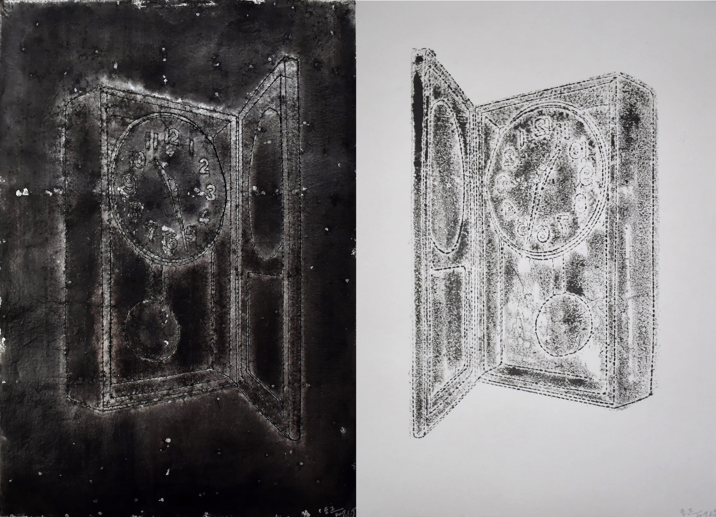 星象-時鐘Constellations-Clock-30X42cm-紙本、墨水、鋁箔、線-paper、ink、silver-foil、aluminum-foil-、thread-2017