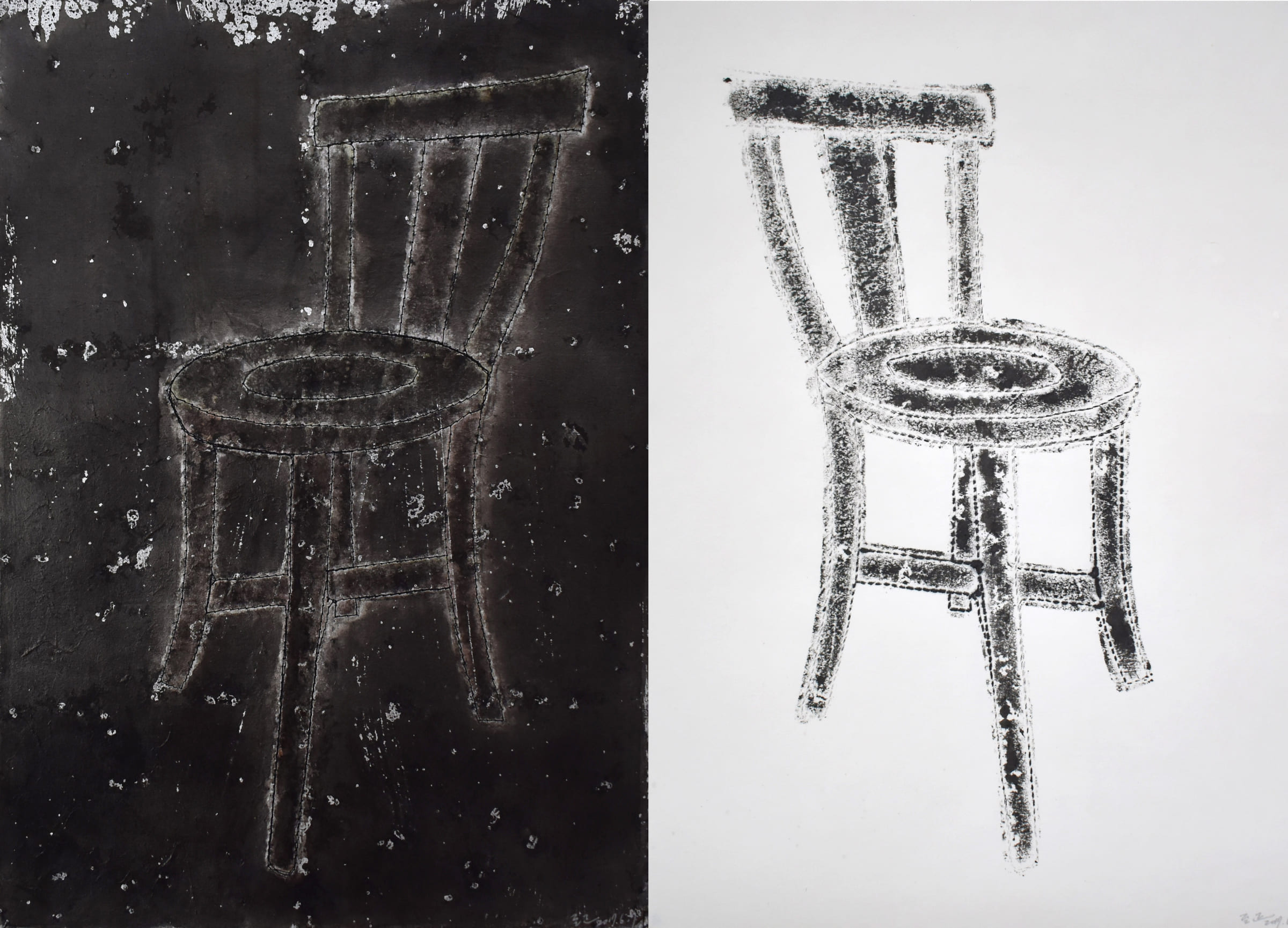 星象-椅子Constellations-Chair-30X42cm-紙本、墨水、鋁箔、線-paper、ink、silver-foil、aluminum-foil-、thread2017