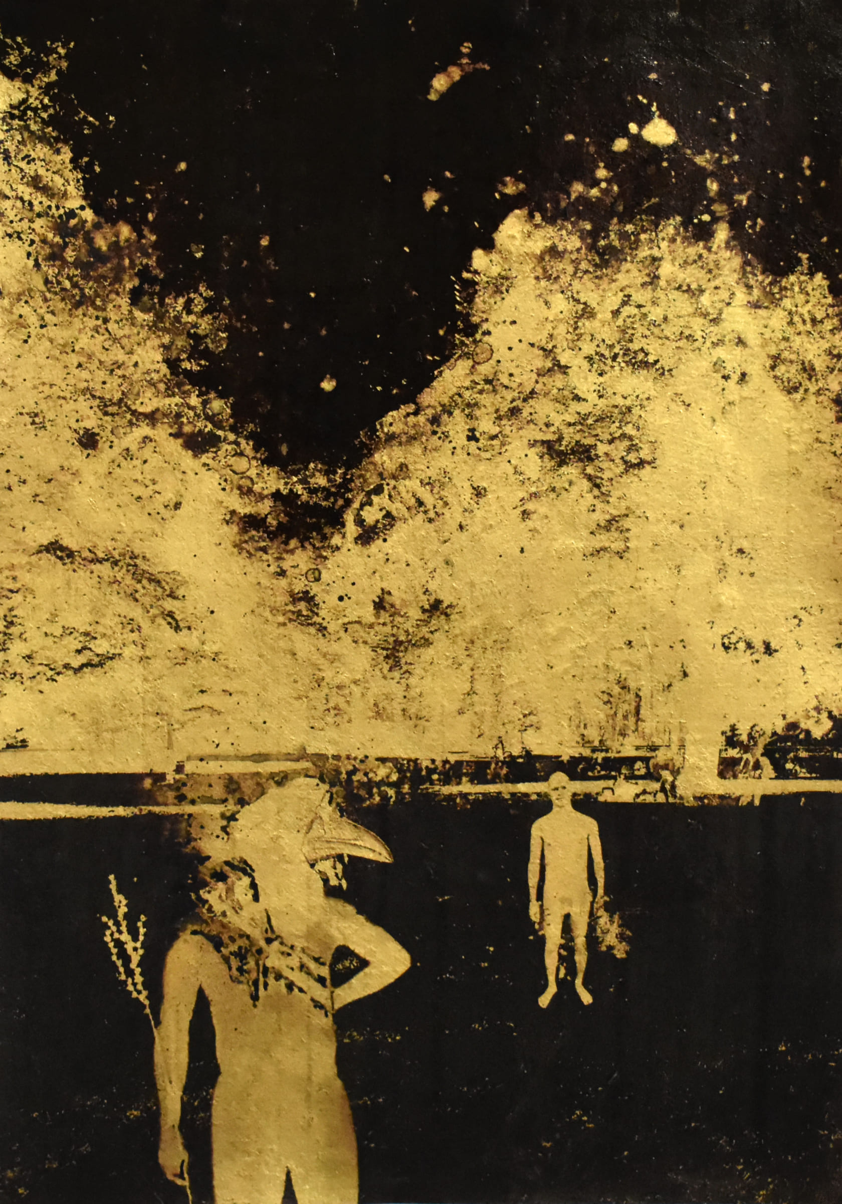 暗湧13-Undertow13-29.7X42cm-紙本、墨水、金箔-paper、ink、gold-foil-2018