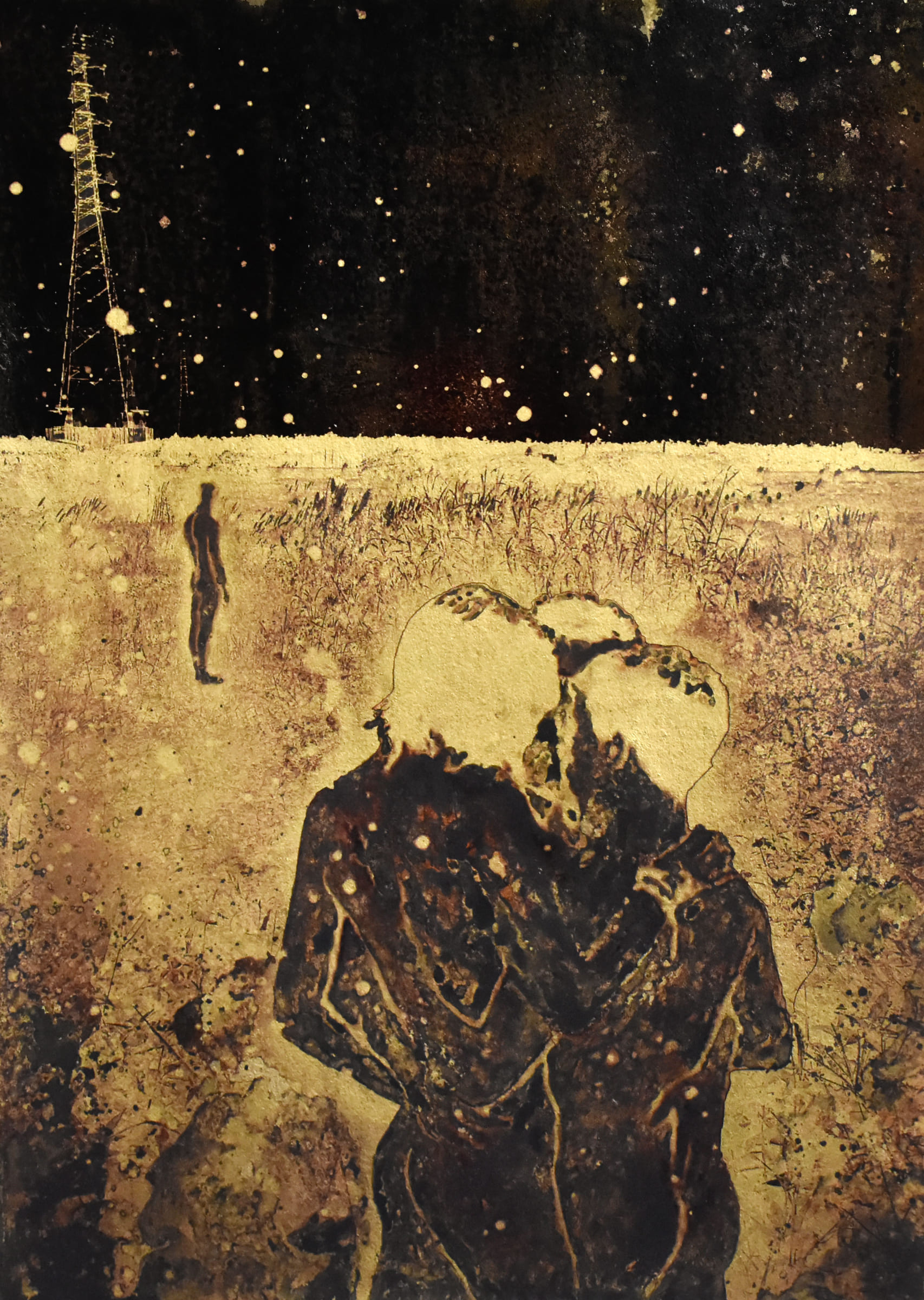 暗湧15-Undertow15-29.7X42cm-紙本、墨水、金箔-paper、ink、gold-foil-2018-sold