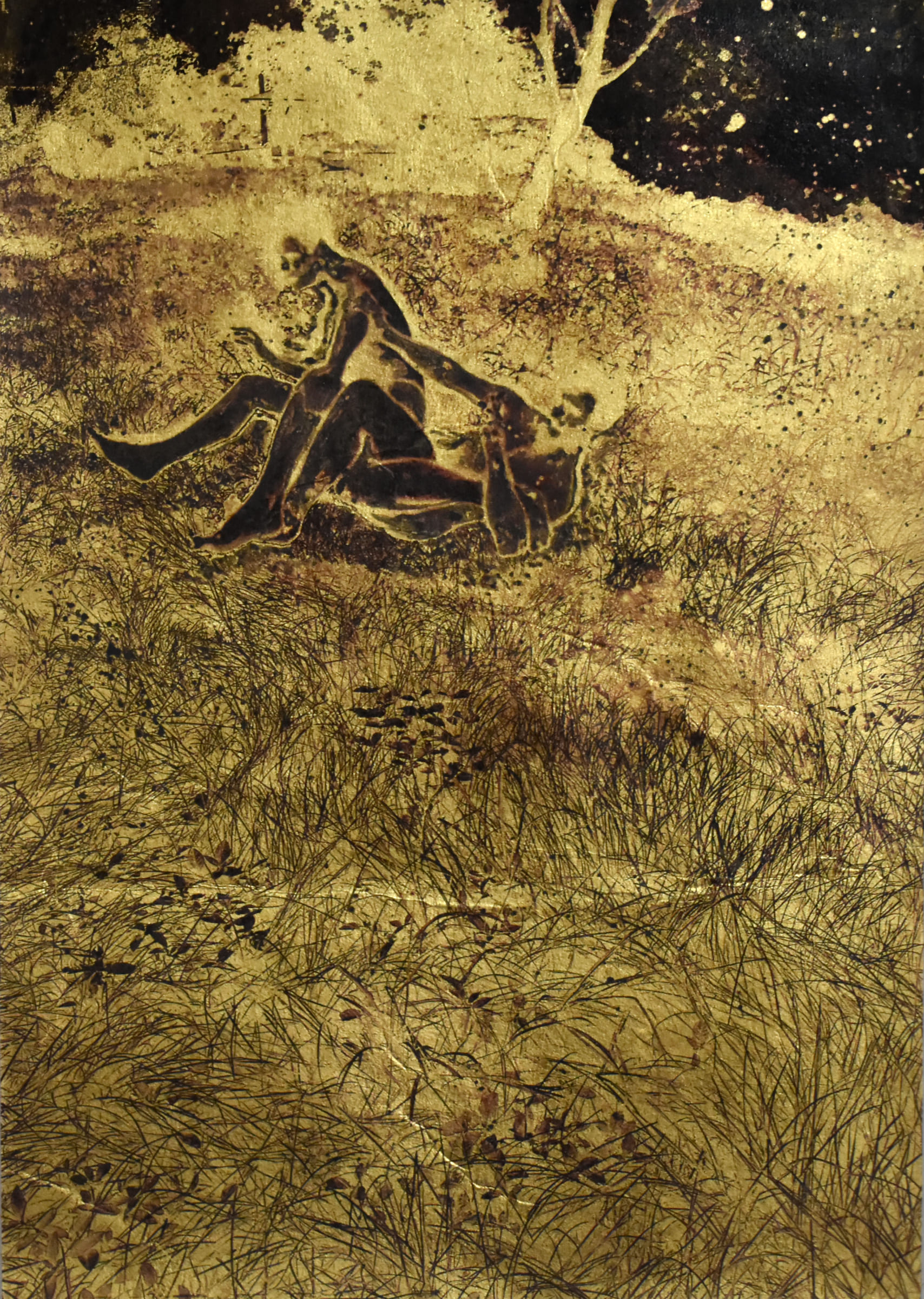暗湧17-Undertow17-29.7X42cm-紙本、墨水、金箔-paper、ink、gold-foil-2018-sold