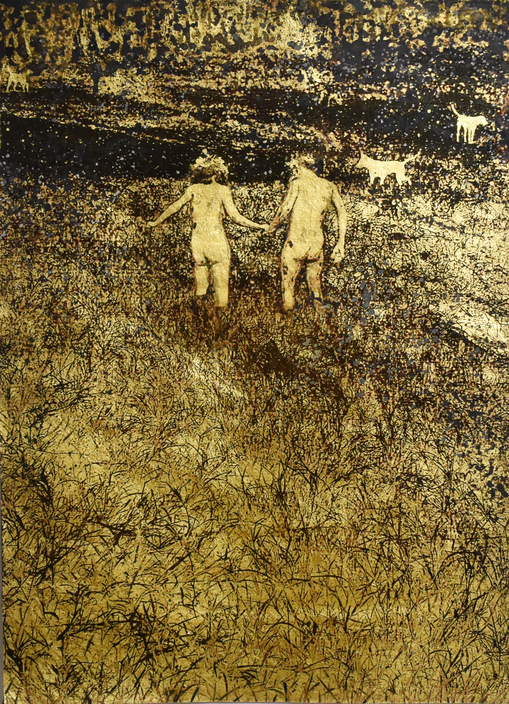 暗湧21-Undertow21-29.7X42cm-紙本、墨水、金箔-paper、ink、gold-foil-2018