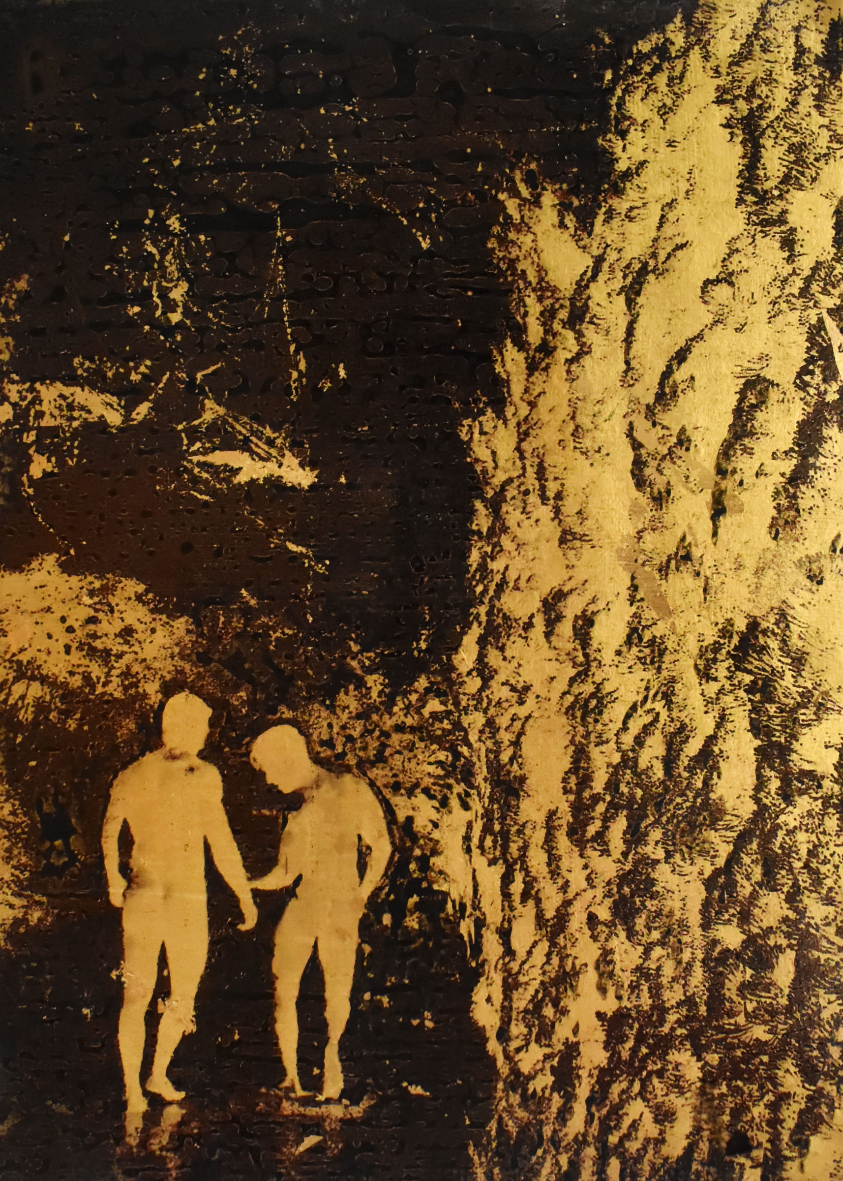 暗湧23-Undertow23-29.7X42cm-紙本、墨水、金箔-paper、ink、gold-foil-2019