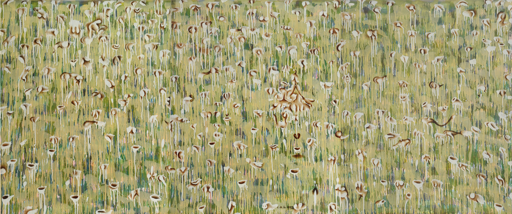 李昆霖_憂媺的風與景III，油彩、畫布，91X217.5cm，1993
