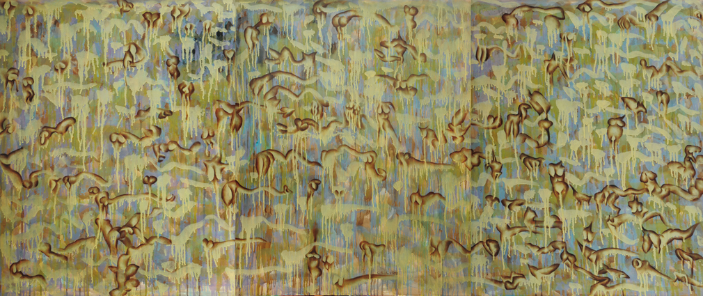 李昆霖_憂媺的風與景II，油彩、畫布，91X217.5cm，1993
