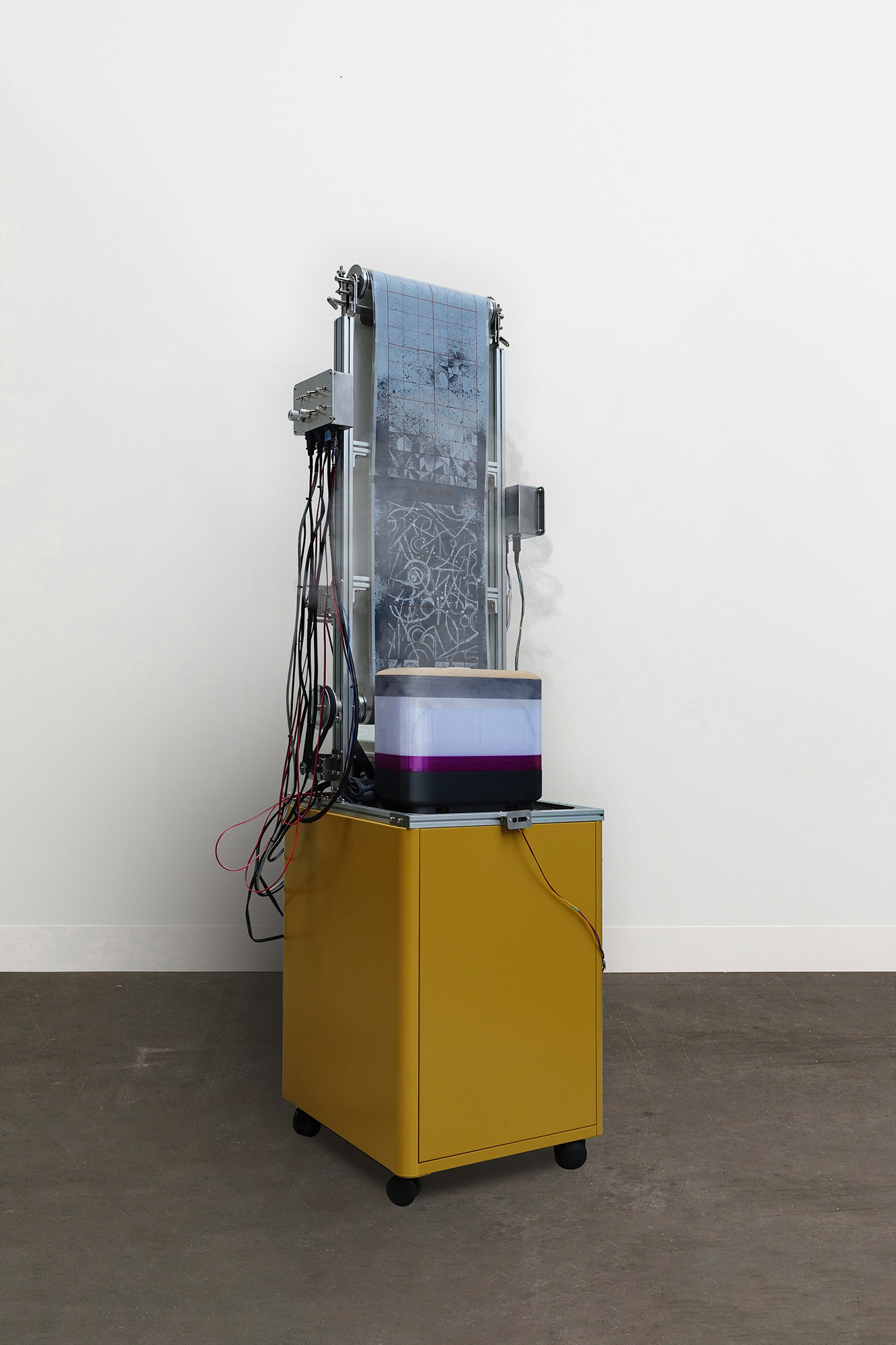 16.-Ni-Hao-Mist-Writing-Machine-I-2022-IKEA-IDASEN-drawer-cotton-resin-metal-plastic-aluminum-frame-plexiglas-motors-and-other-electrical-components-163-x-46-x-42-cm_1